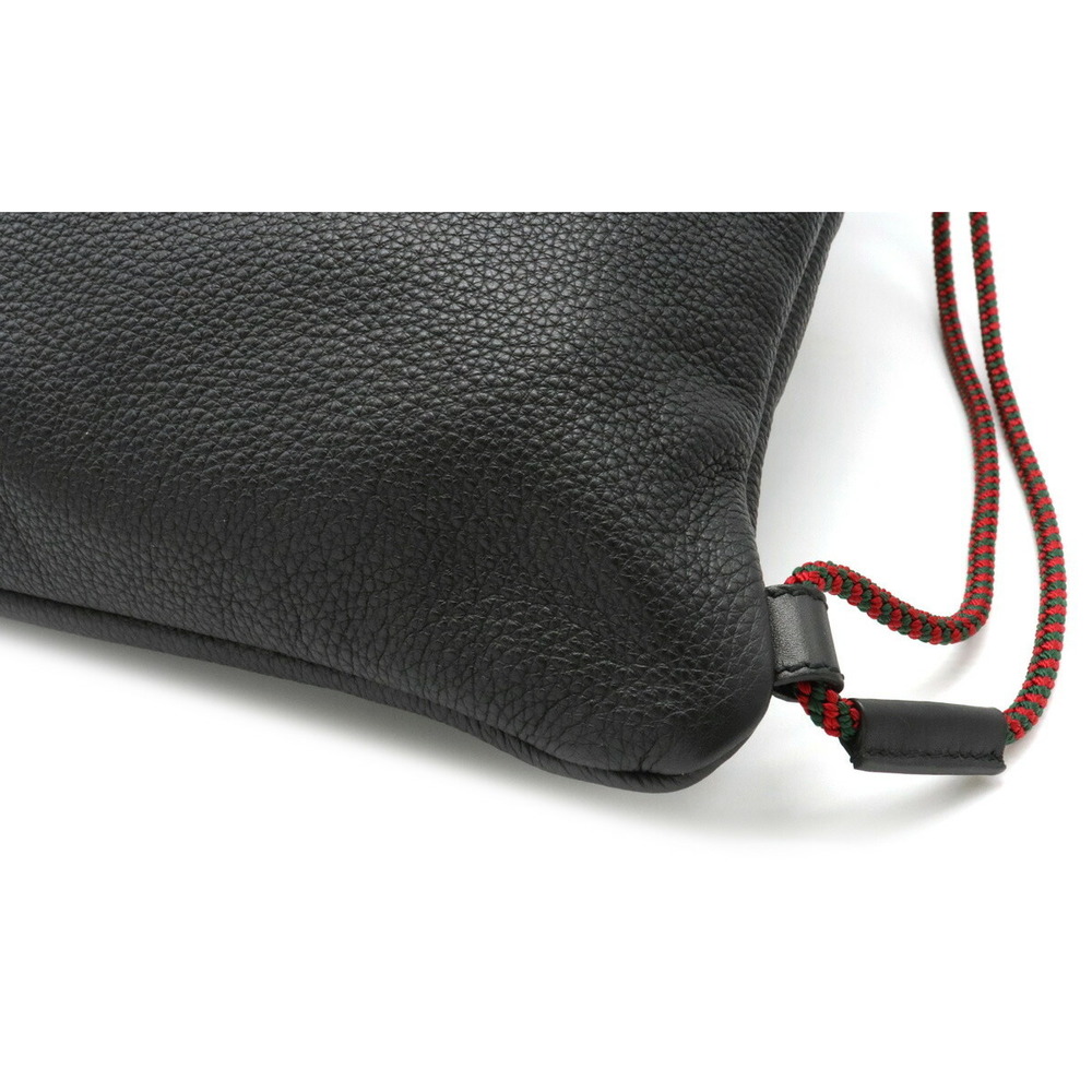 Gucci Leather Drawstring Backpack Logo Print Black - image 4